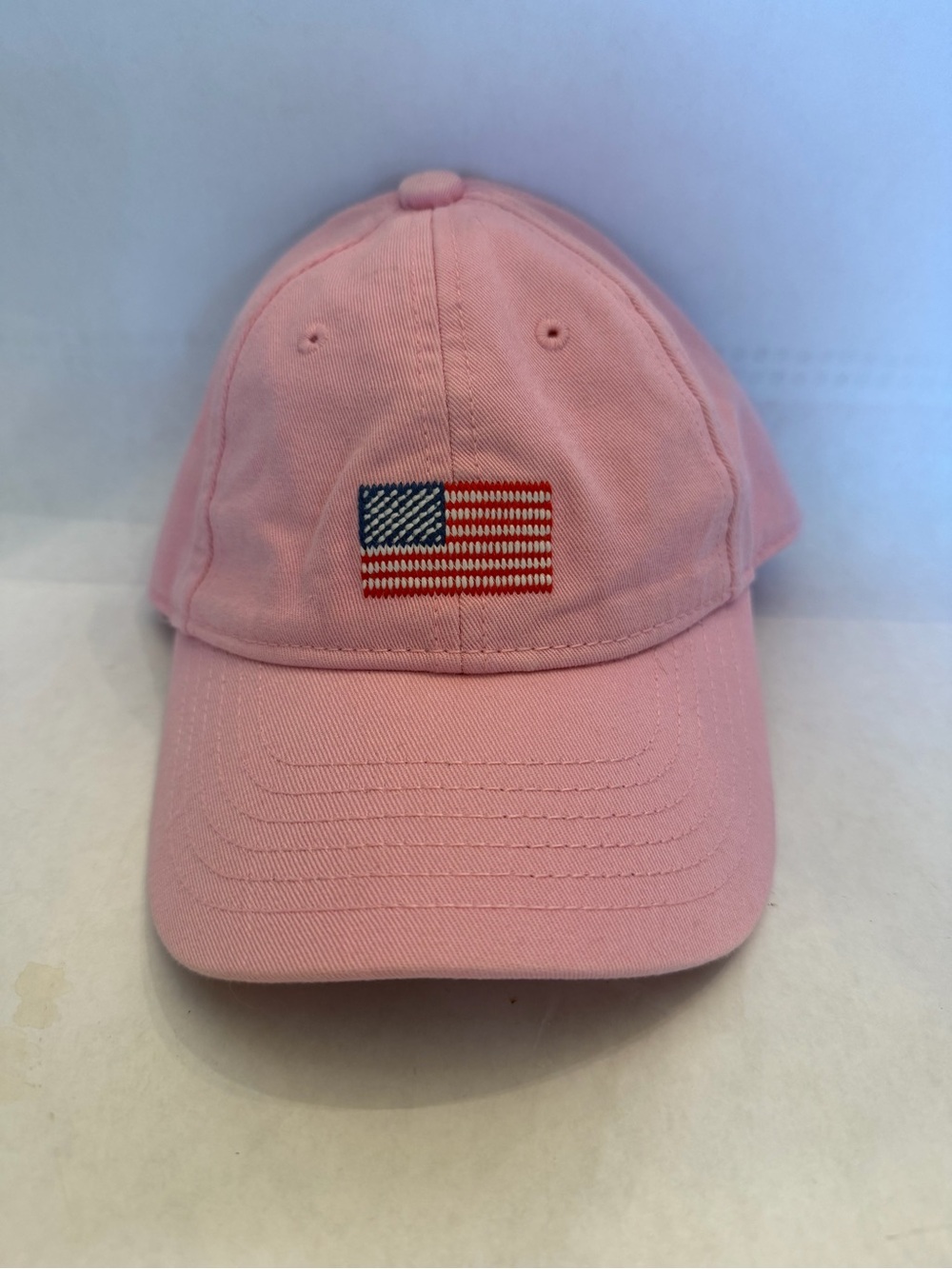 Embroidered Flag Pink Kids Cap with Adjustable Back